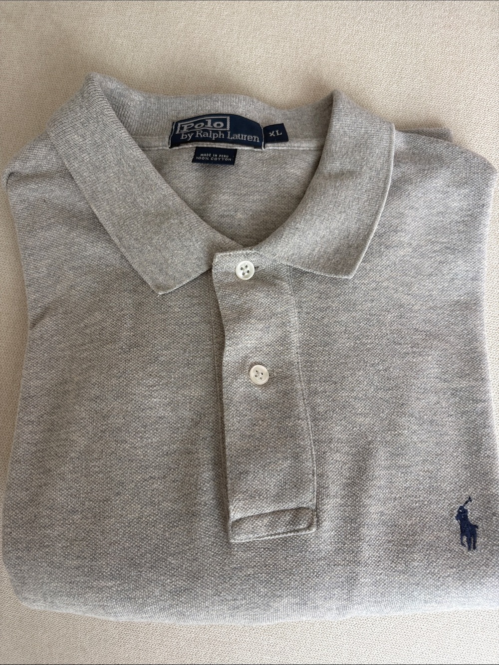 Polo by Ralph Lauren Men’s Heather Gray Polo with Navy Pony